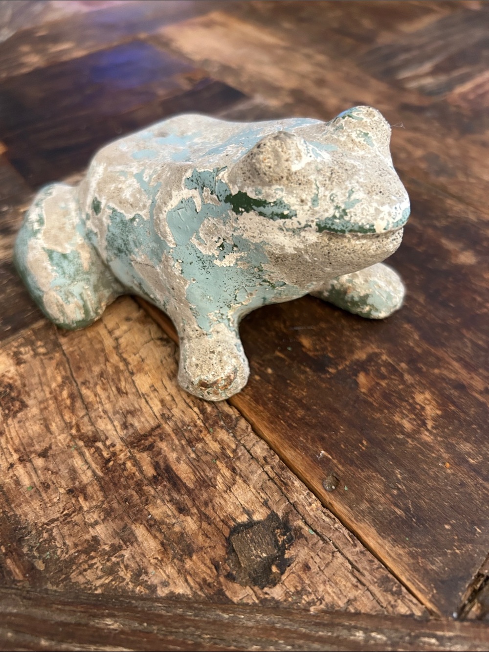 Rustic Blue-Green Frog Accent Statue - Home Accents